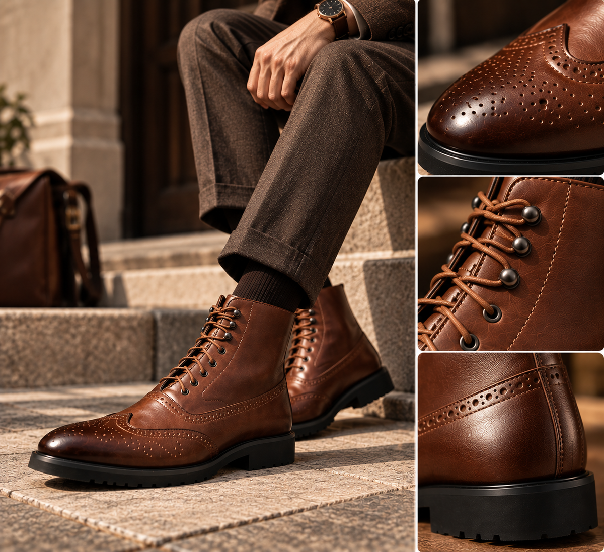 Men's Classic Wingtip Brogue Boots